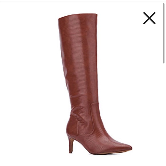 Women's Piper- Croc Embossed Kitten Heel Knee-High Boots Dress Boots NWT - Picture 4 of 9